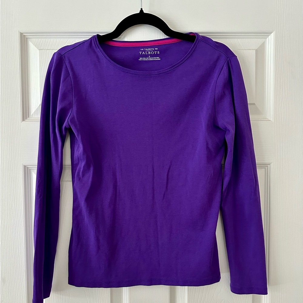 Talbots Purple Long Sleeve Top Small Like New